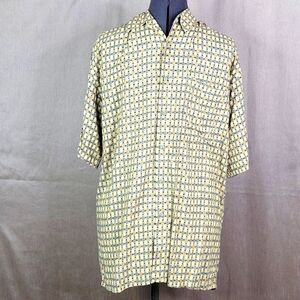 PIERRE CARDIN Diamond Pattern Blue and‎ Tan Casual Shirt Medium